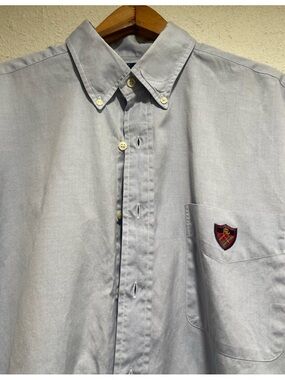 Ralph Lauren Light Blue Button-Down Oxford Shirt with Crest Pocket Patch